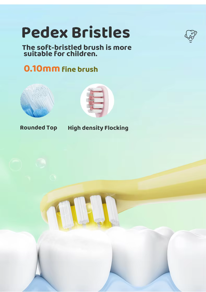 Customizable Kid's Electric Toothbrush 3 Modes Cute Animal Cartoon Replaceable Brush Heads details