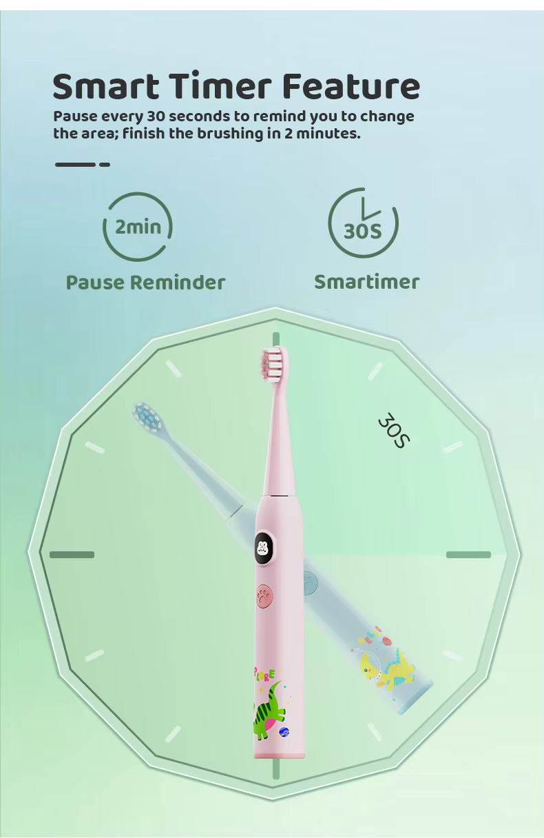 Customizable Kid's Electric Toothbrush 3 Modes Cute Animal Cartoon Replaceable Brush Heads details
