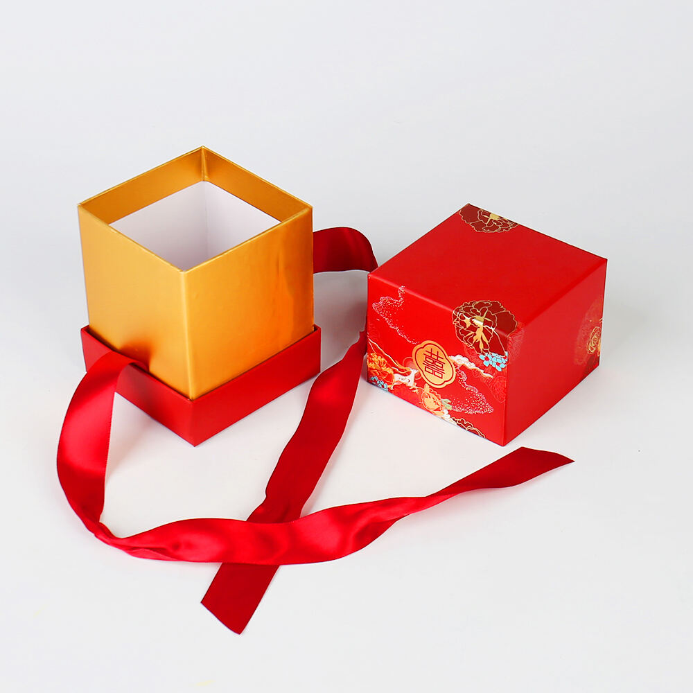 Caja de Empaque Personalizada de Lujo de Cartón Papel para Dulces y Chocolates con Cinta Caja Rígida Impresión de Logotipo Grabado para Bodas