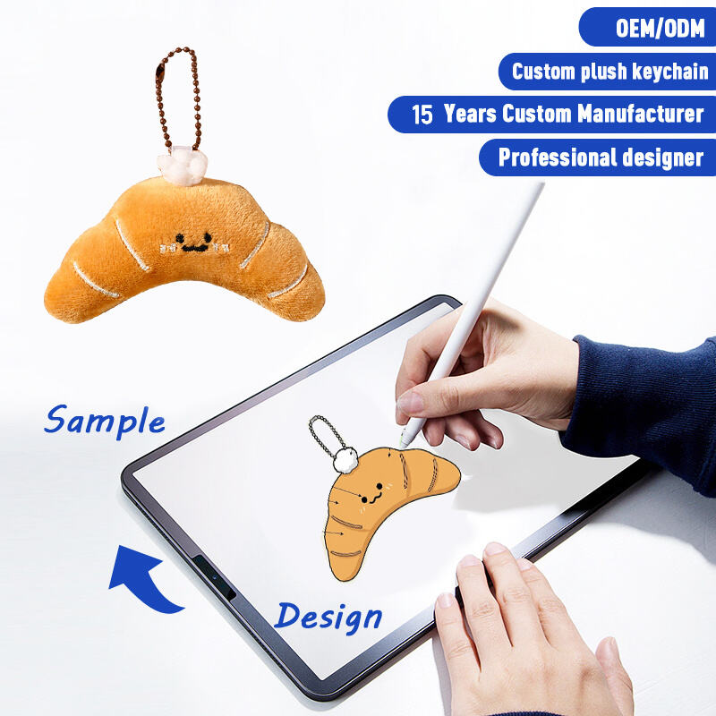 SUSHAN Cute Custom Bread Plush Keychain Pendant Hot Stuffed Toy for Bag Wholesale for Kids and Adults