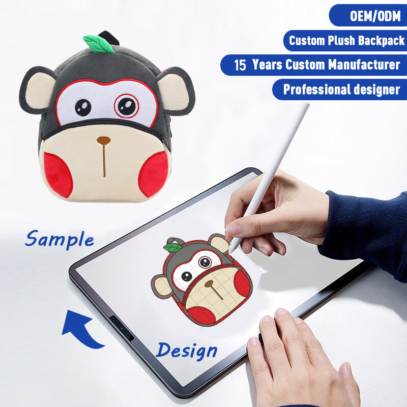 Beg Galas Sekolah Kanak-Kanak Kartun Comel Rekaan Fesyen SUSHAN (Borong), Beg Galas Berbulu Lembut dengan Logo Suai Khas