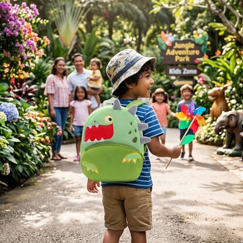 SUSHAN Customizable Kawaii Dinosaur Animal Stuffed Backpack Soft Kids School Bag for Picnic