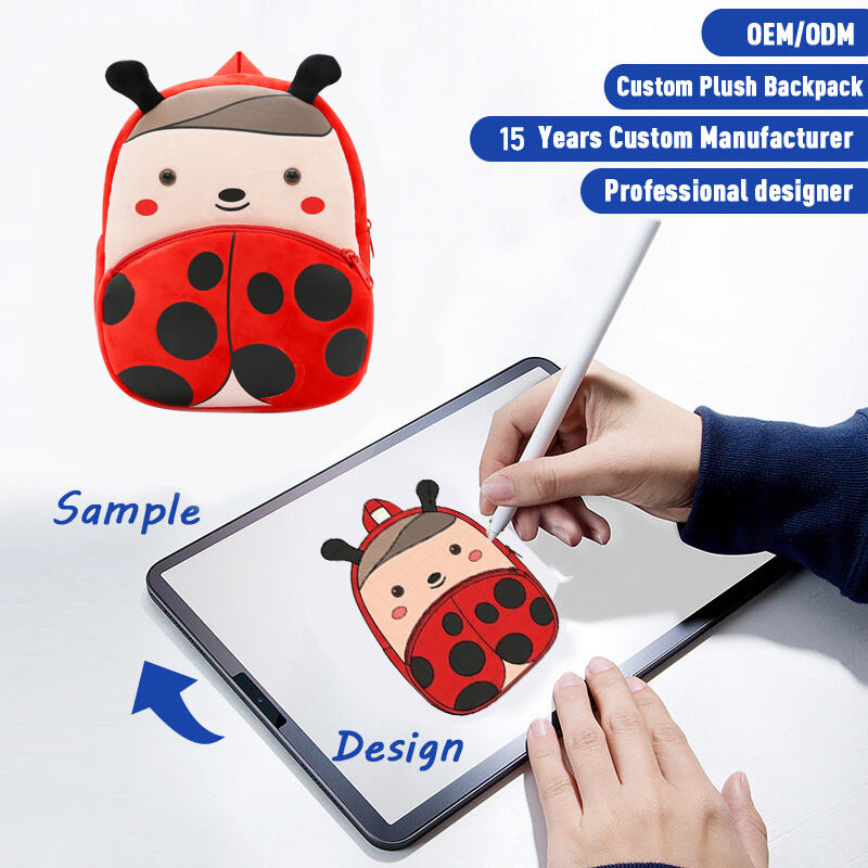 SUSHAN Simulation Beetle Ladybug Backpack Plushie Custom Logo Embroidery Promotion