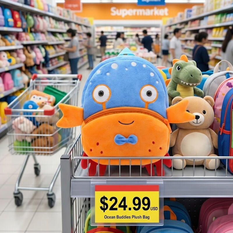 SUSHAN High Quality Cartoon Animal Plush Backpack Children Schoolbag Custom Plushies Design Cute Kindergarten Baby Backpack