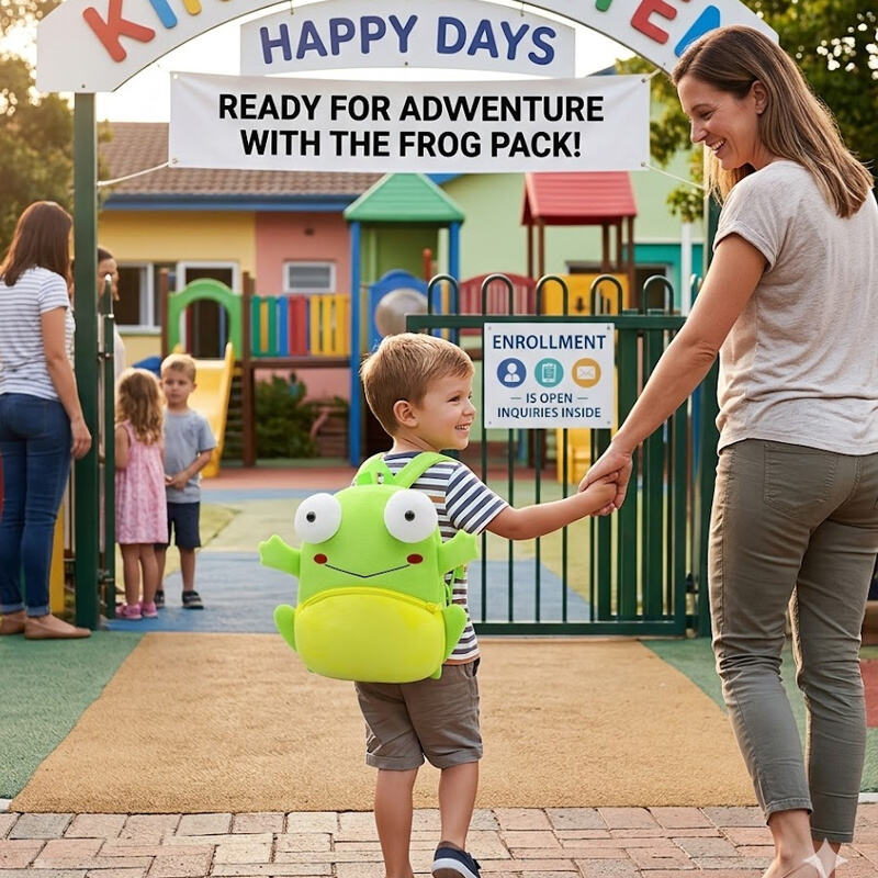 SUSHAN OEM Factory Custom High Quality Baby Backpack Animal Plush Toy Cute Cartoon Frog Design Educational Plush Toy Baby Bag