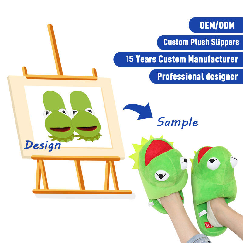 SUSHAN Wholesale Cute Funny Custom Designed Soft Stuffed Animal Plush Cartoon Slippers PP Cotton Filled Kawai Plush Toys for Kids