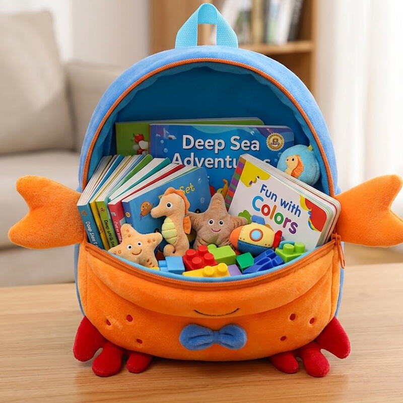 SUSHAN High Quality Cartoon Animal Plush Backpack Children Schoolbag Custom Plushies Design Cute Kindergarten Baby Backpack