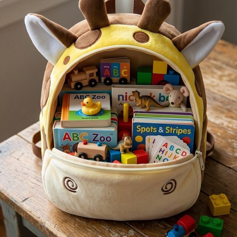 SUSHAN Customized Cute Cartoon Giraffe Backpack for Students Super Soft Plush with PP Cotton Filling Comfortable School Toy for Birthdays