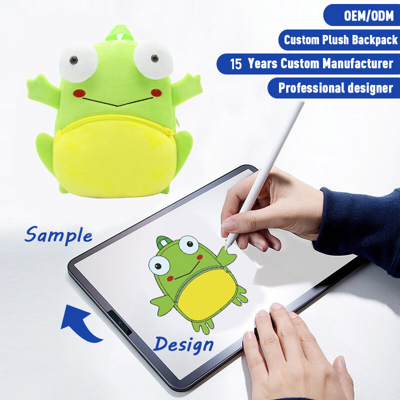 SUSHAN OEM Factory Custom High Quality Baby Backpack Animal Plush Toy Cute Cartoon Frog Design Educational Plush Toy Baby Bag