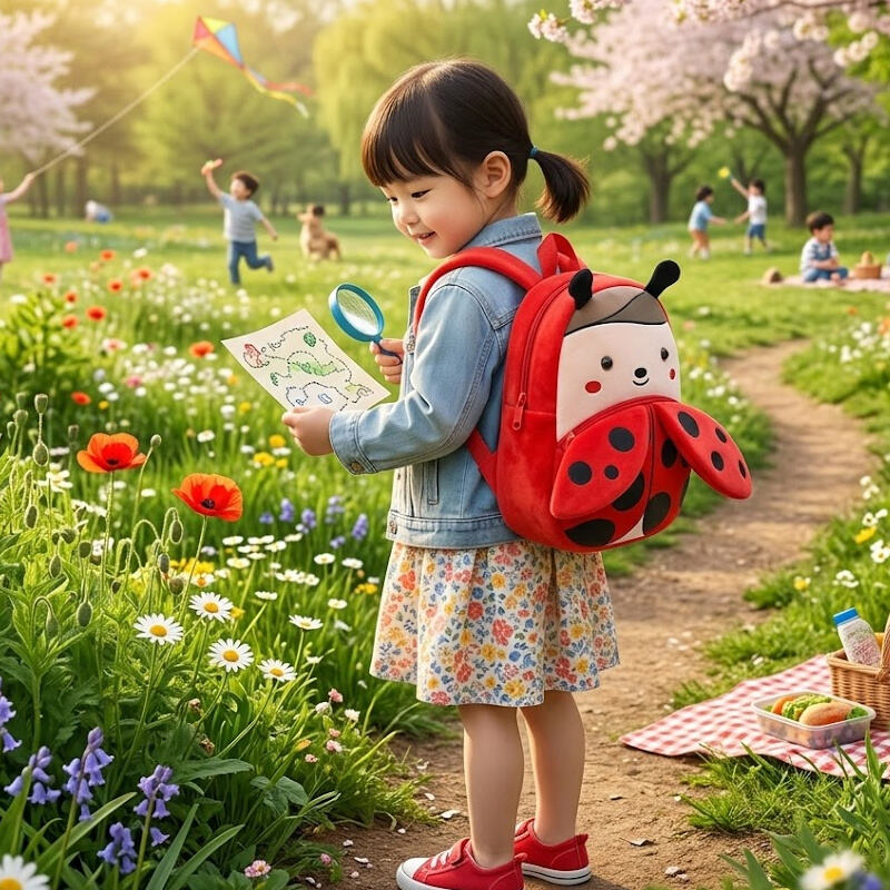 SUSHAN Simulation Beetle Ladybug Backpack Plushie Custom Logo Embroidery Promotion