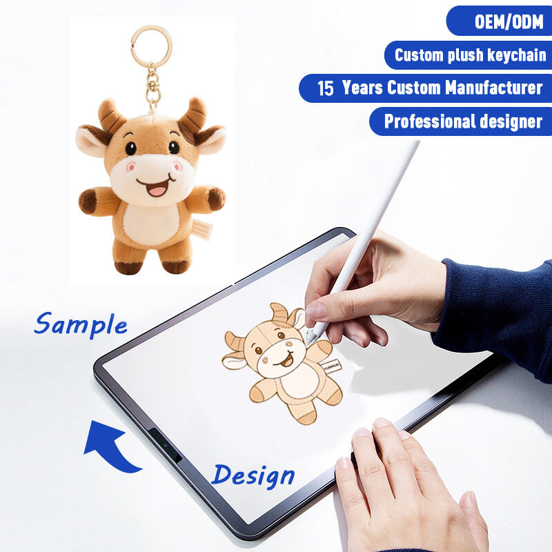 SUSHAN High Quality Factory Customization Logo Animal Plush Rings Toys Custom Plushie Keychain