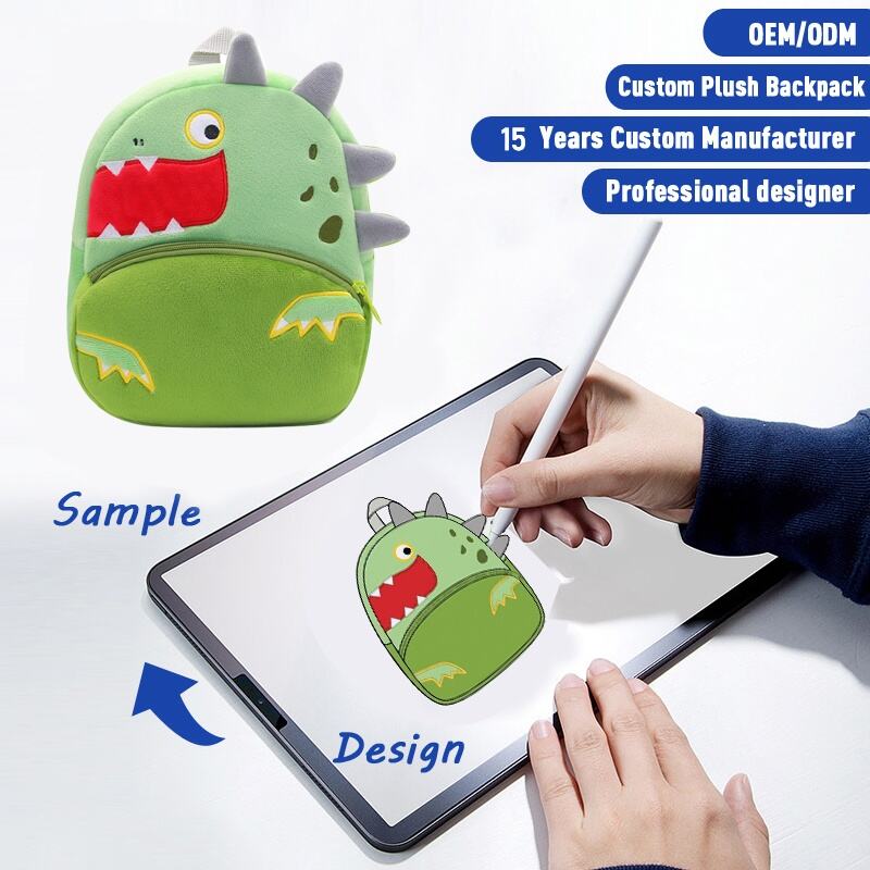 SUSHAN Customizable Kawaii Dinosaur Animal Stuffed Backpack Soft Kids School Bag for Picnic
