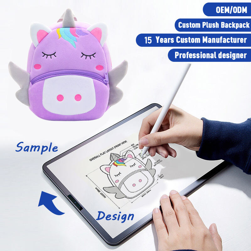 SUSHAN Custom Plush Backpack for Kids Schoolbag with Zipper Closure Children's Bag for School