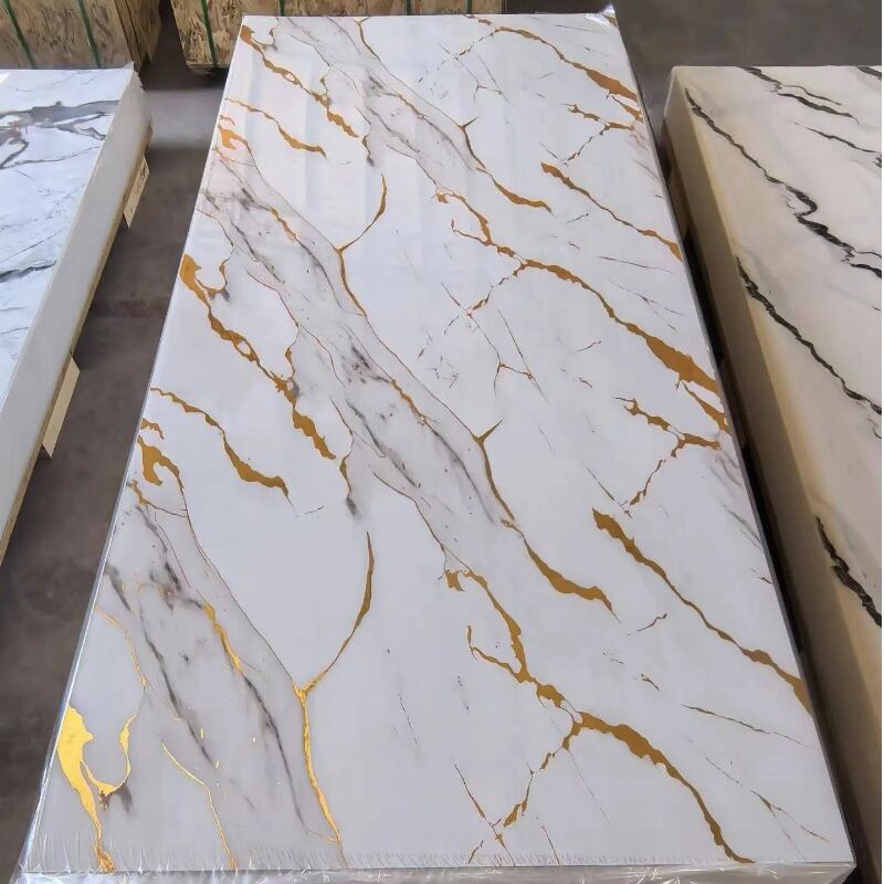 Large Size PVC Artificial Marble Panel - 8x4ft Glossy Finish for Commercial Decoration