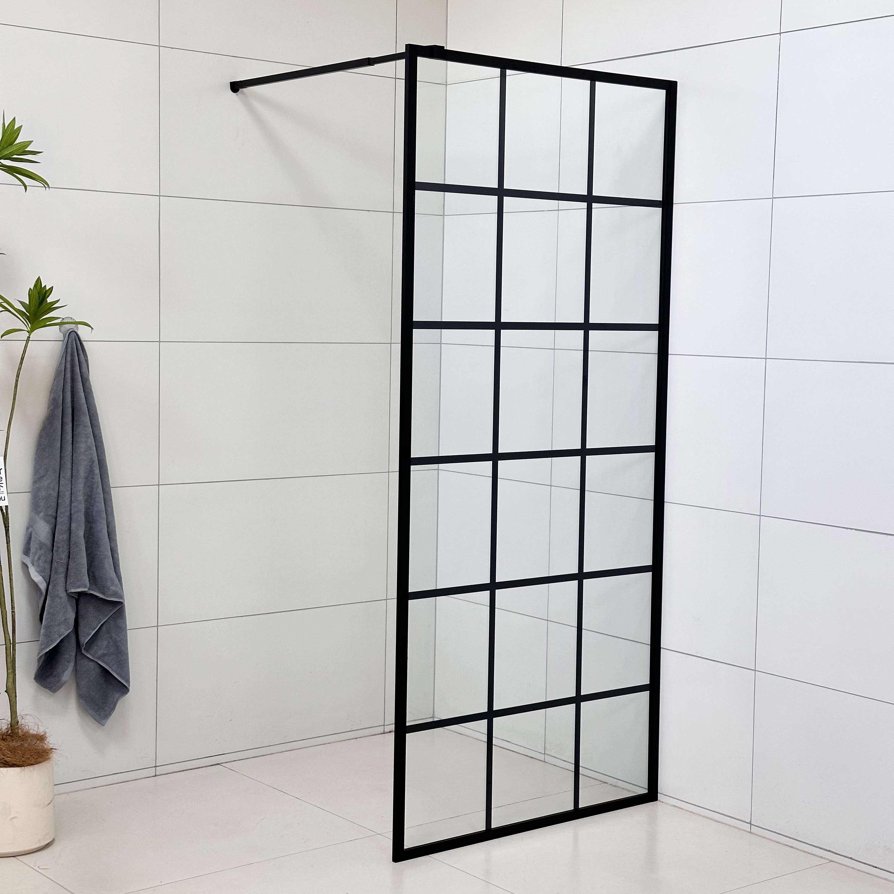 customizable Tempered Glass  Bathroom Partition adjustable walk In shower Screen