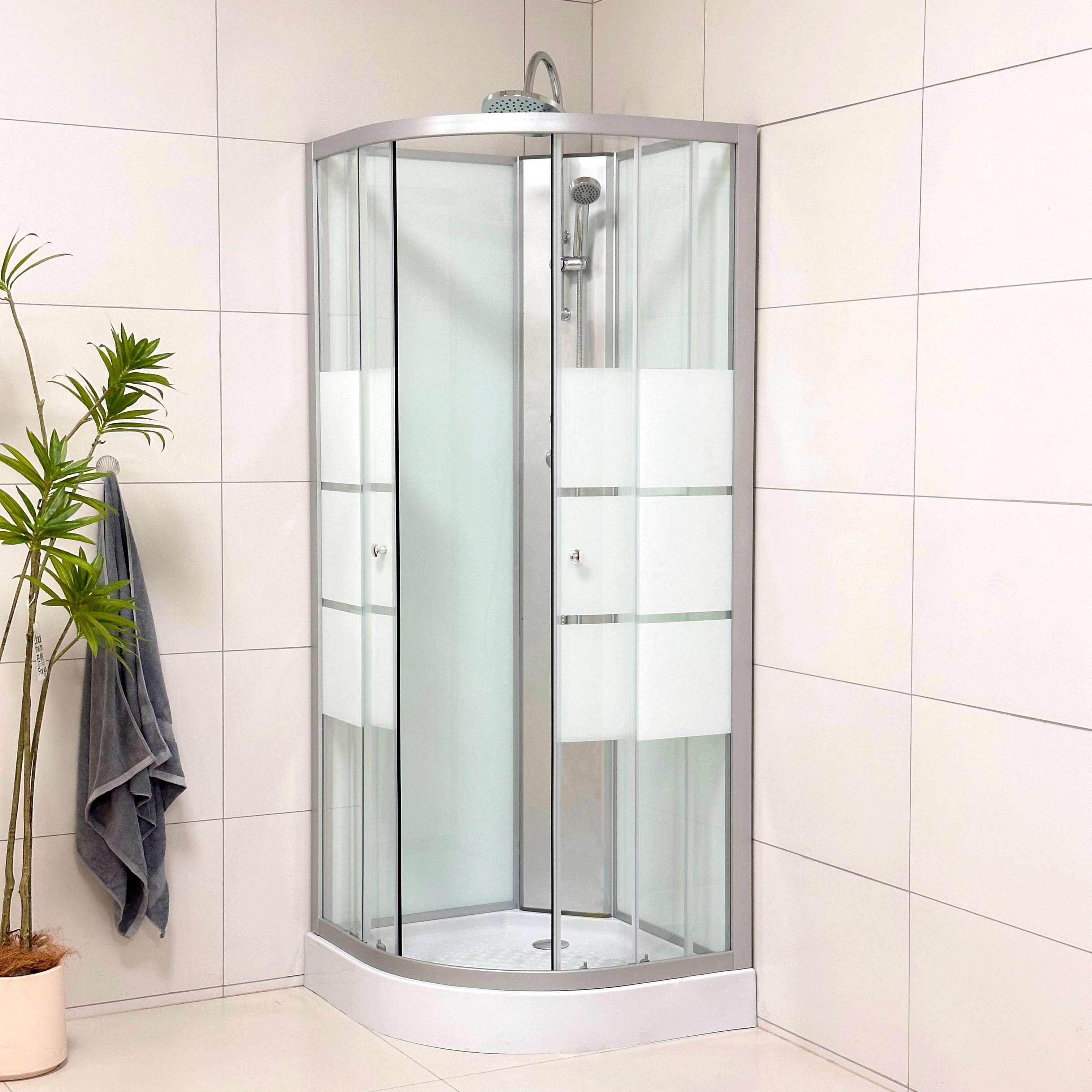 Modern 6mm Tempered Glass Sliding Shower Cabin with Stainless Frame Waterproof 