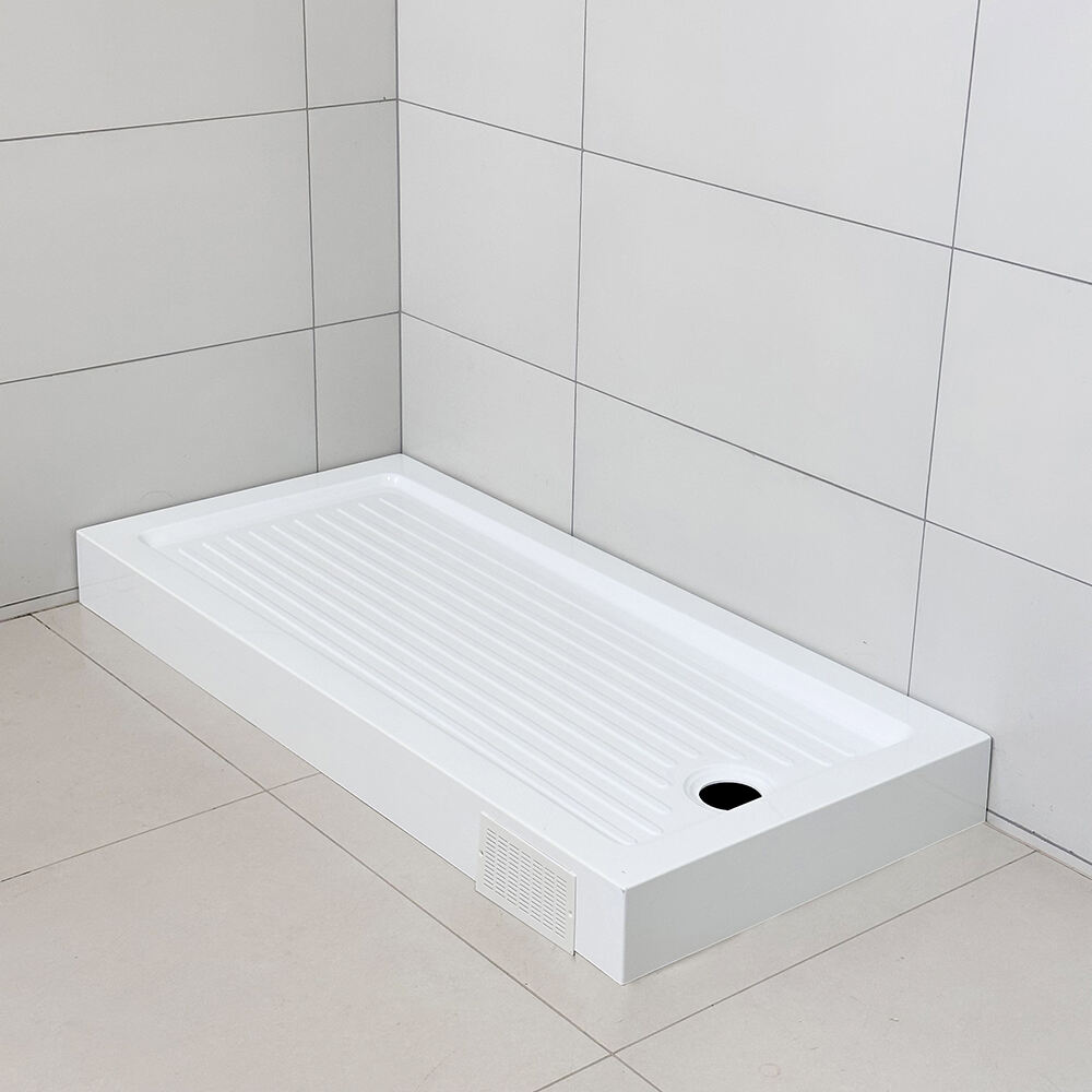 Modern Rectangular White Acrylic Waterproof Shower Base Tray for Bathroom