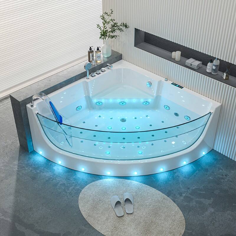 Big Size Corner Triangle Shape For Two People Air Massage Jet Whirlpool Bathtub