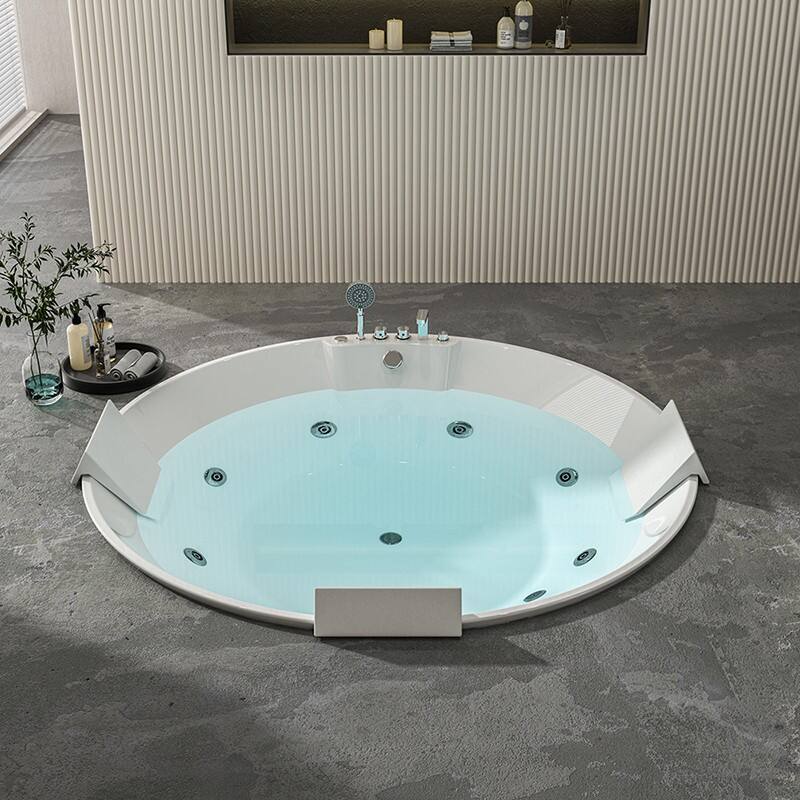 Luxurious 1.8m White Acrylic Massage Bathtub Embedded Soaking Design 