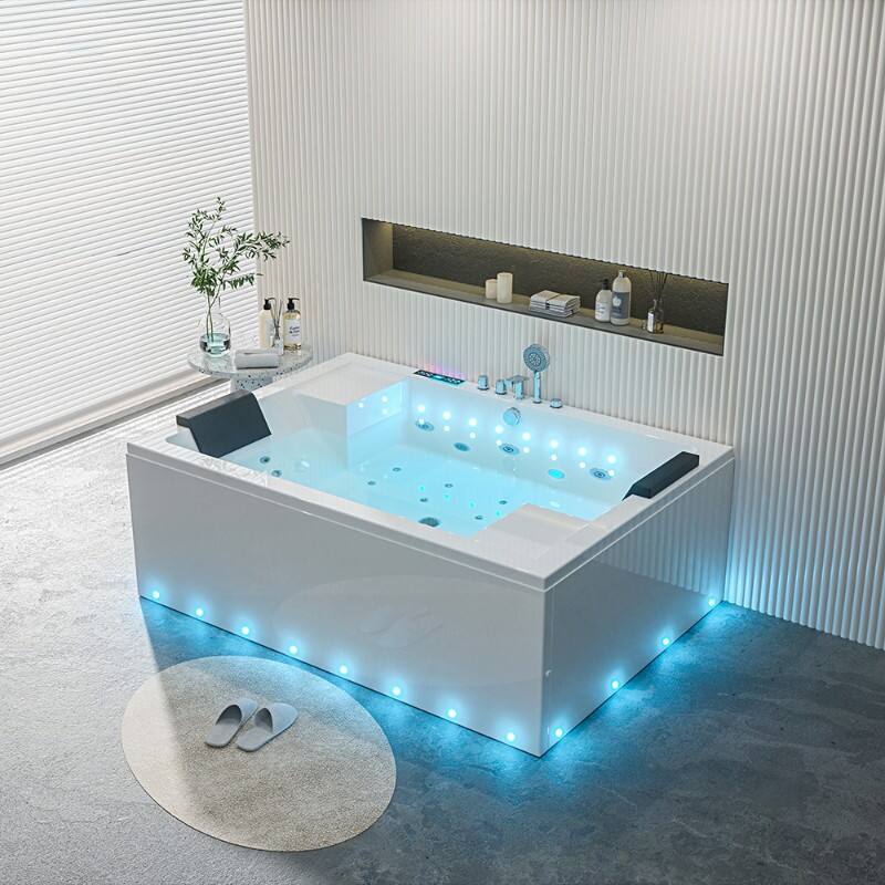 2-Person Acrylic Bathtub Modern Eco-Friendly Drainer Massage Air Bubble 