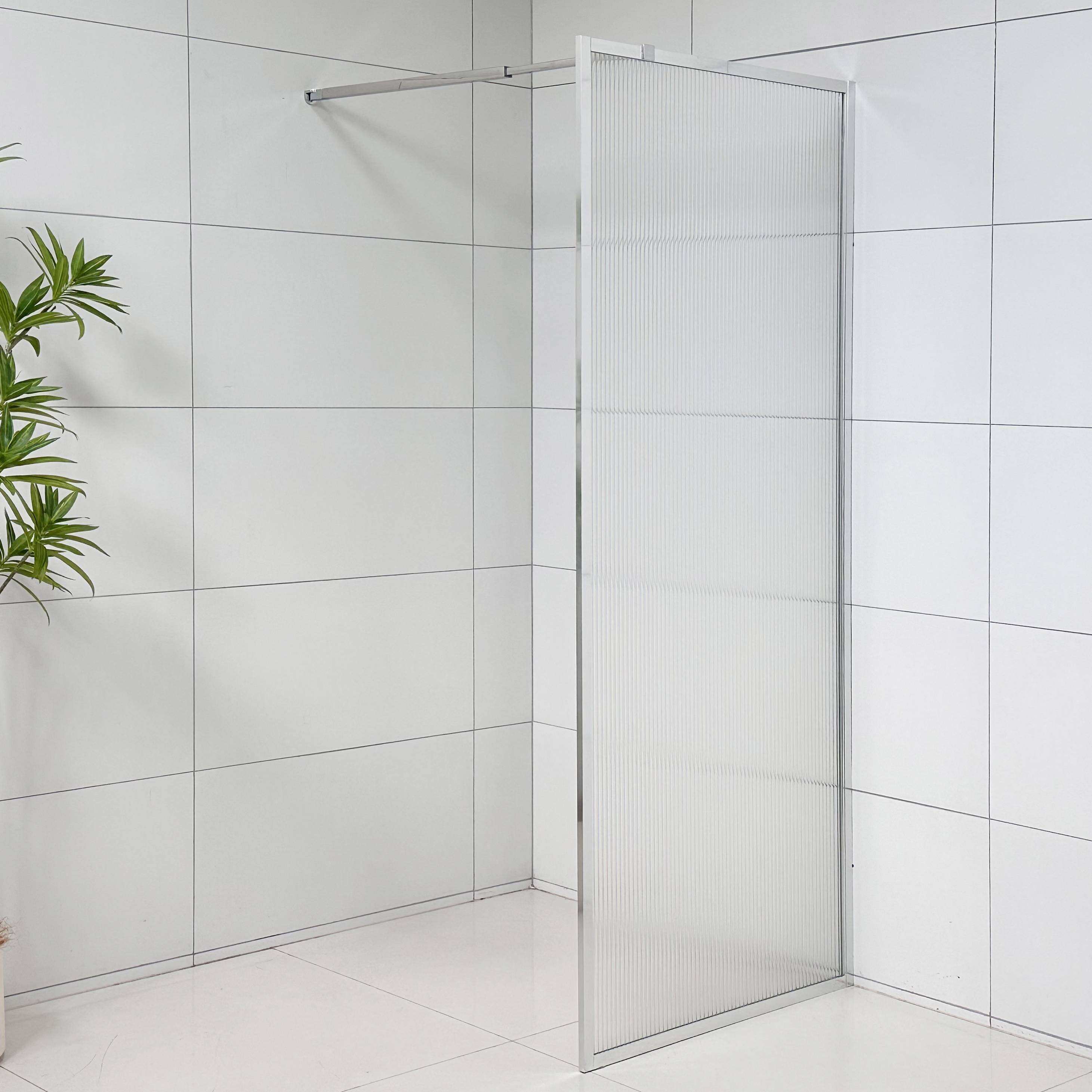 Paroi de douche autoportante en verre à paroi fixe personnalisable pour salle de bain