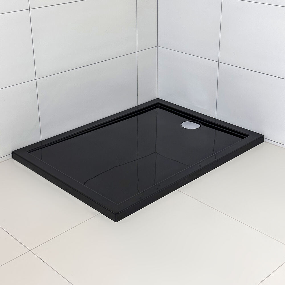 Acrylic pedestal Black shower tray  rectangle resin shower base