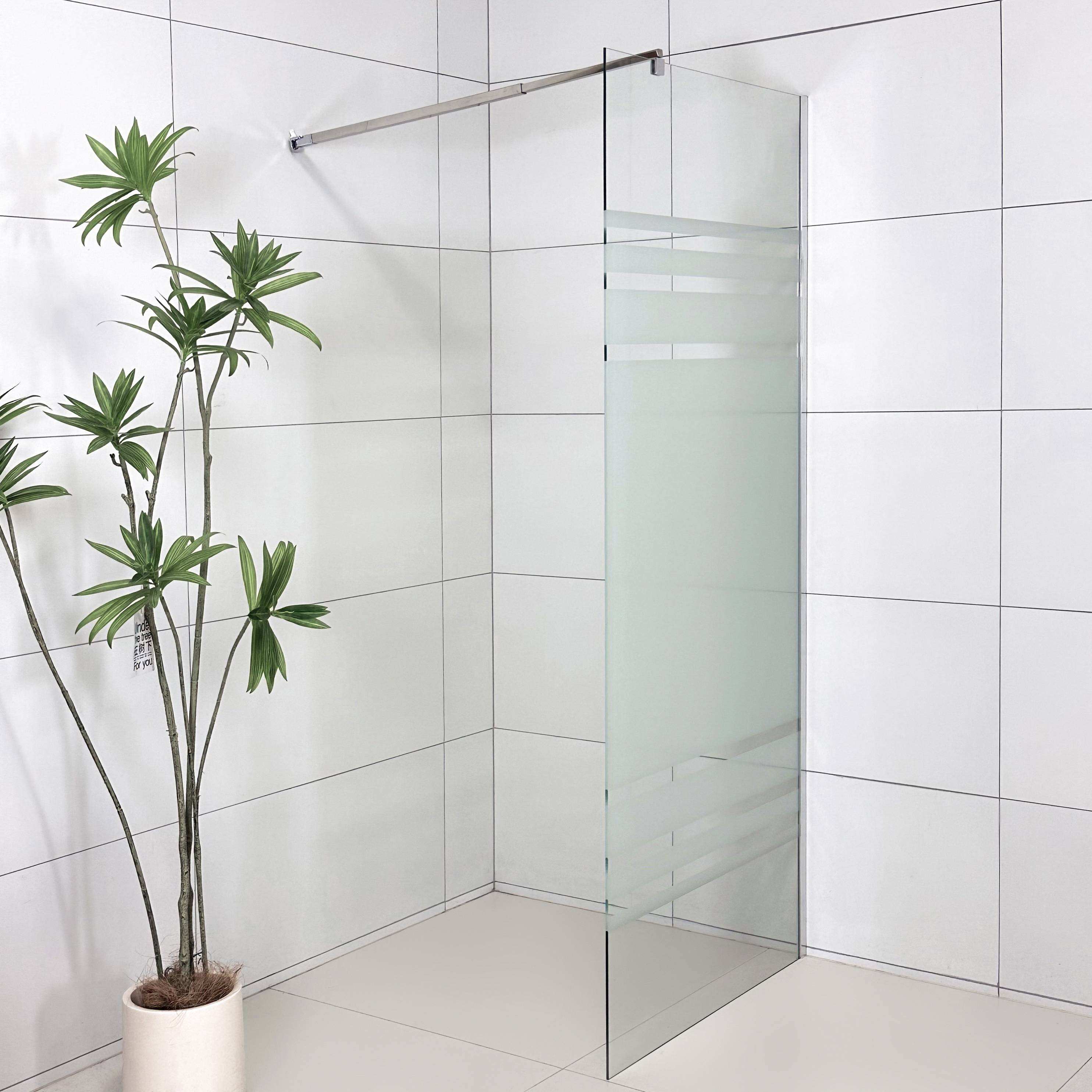 Adjustable Tempered Glass Framed Bathroom Partition Walk-In Shower Screen 