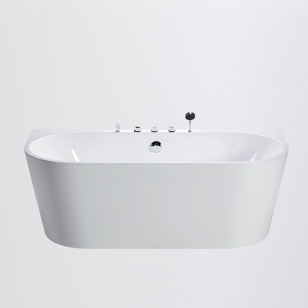 1.7m Large Size Reestanding Seamless Bathroom Acrylic Bathtub Solid Surface