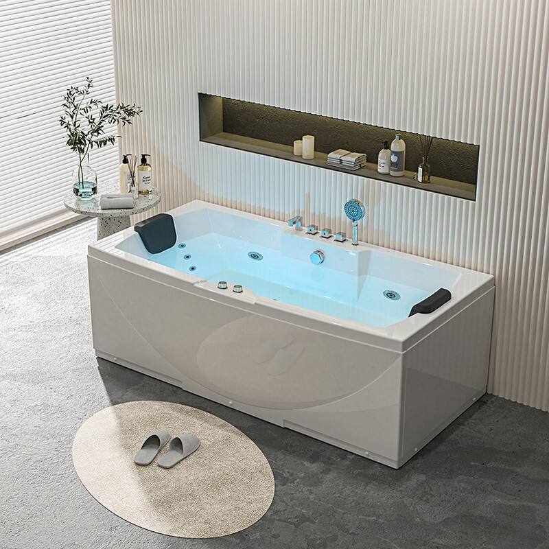 Modern Design Acrylic Freestanding Massage Bathtub Rectangular Whirlpool Soaking