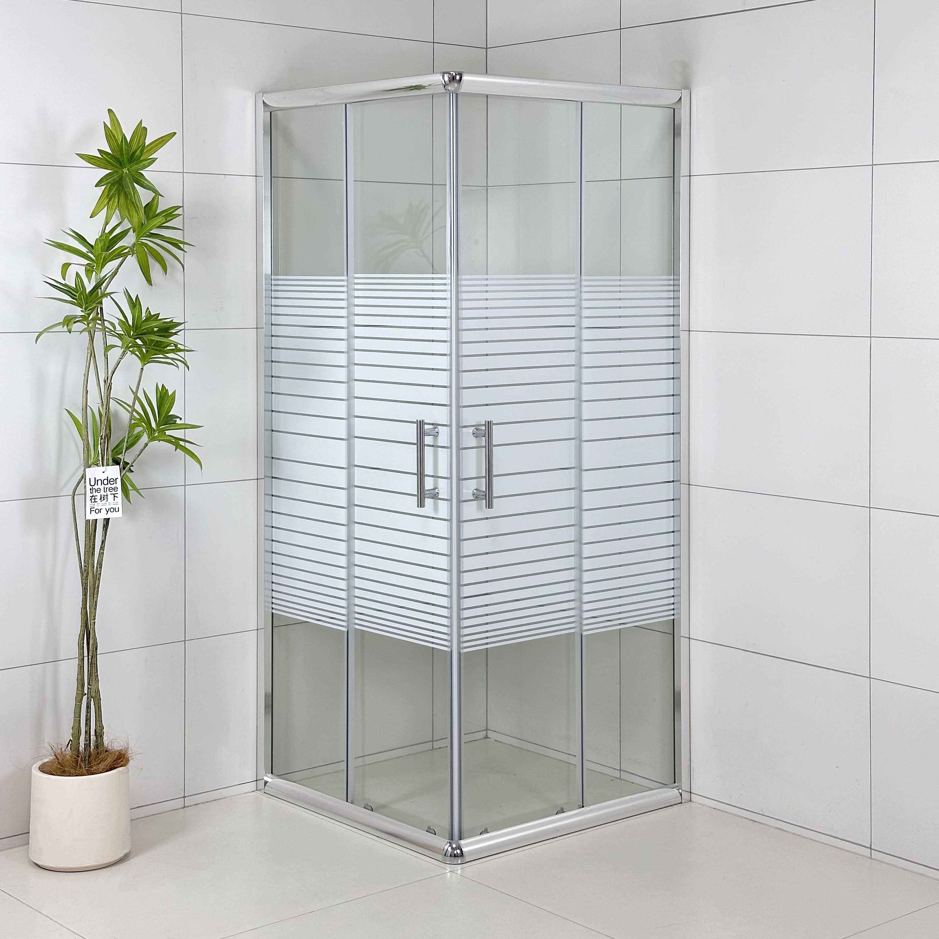 Square Sliding Glass Shower Door 6mm Thick Polished Stainless Frame Convenient 