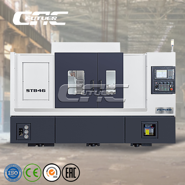 STB46、52 Double-spindle CNC lathe (with fixed main spindle and movable secondary spindle following the double slide rest type)