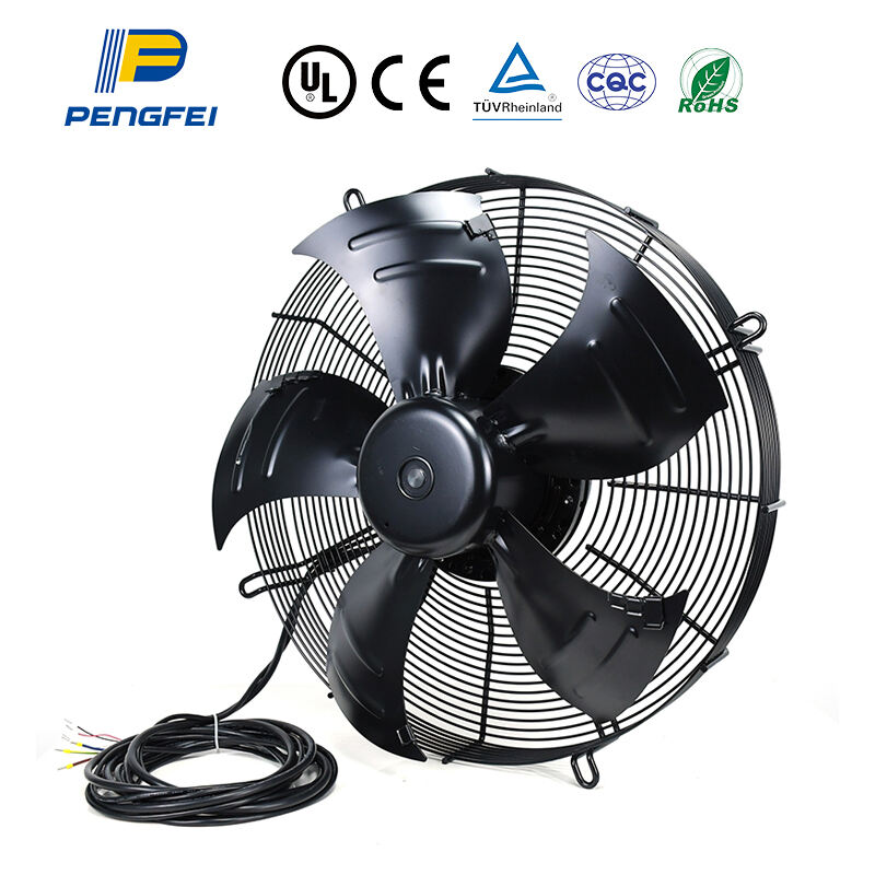 พัดลมเป่าแนวตั้งระบายความร้อน EC 380 โวลต์ ขนาด 900 มม. 710 มม. พัดลมเทอร์โบอุตสาหกรรมสำหรับตู้เย็น อัตราการไหลเวียนของอากาศ พัดลมระบายความร้อนขนาดมอเตอร์ 500 มม. พร้อมชุดใบพัดและระบบ AC