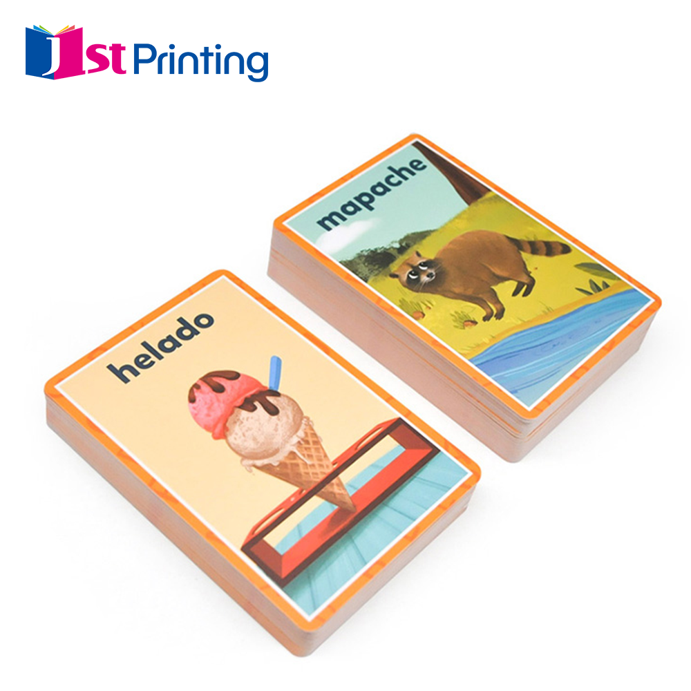 Custom children playing cards cardboard memory oracle card printing CMYK kid learning flash card educational flashcards