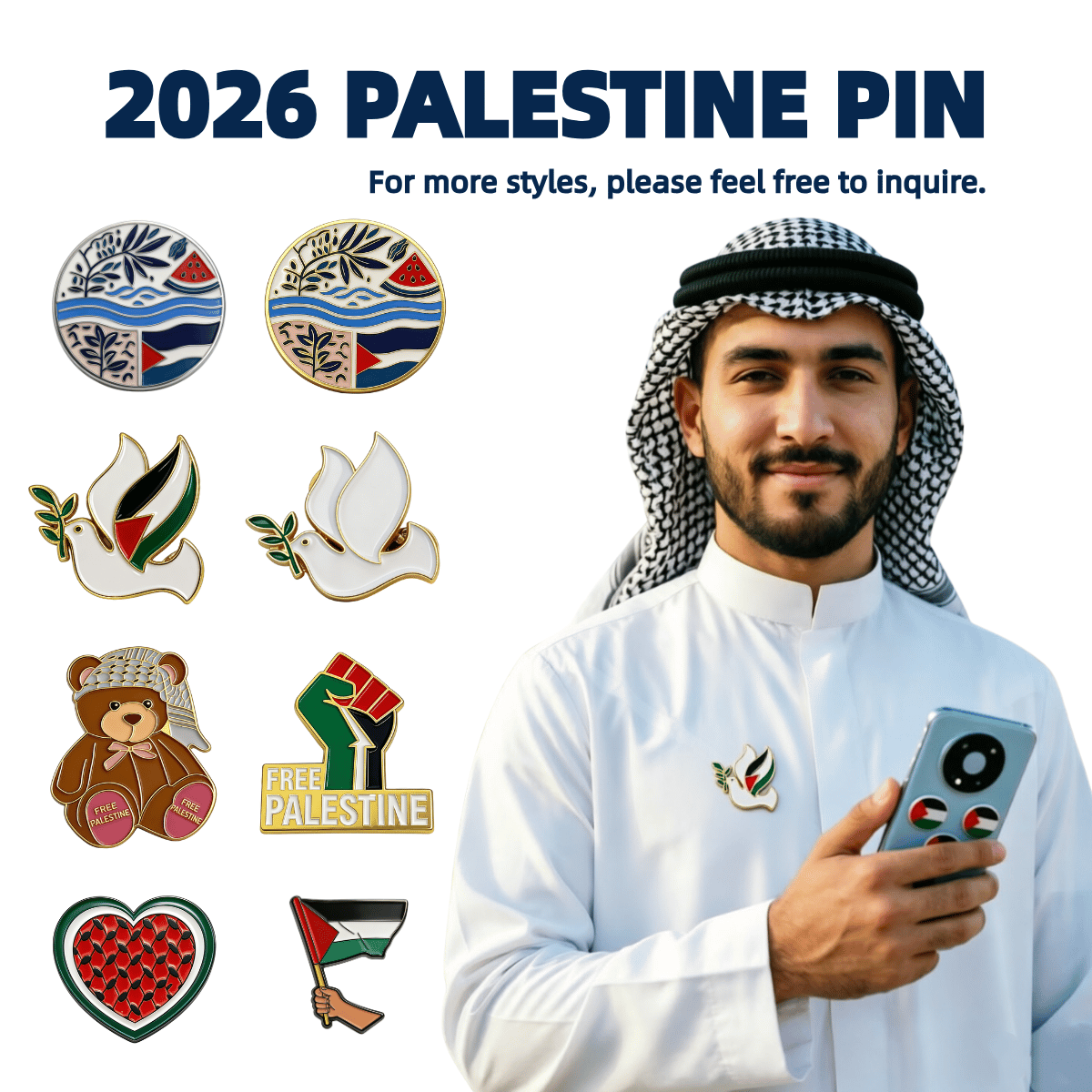 Spilla con bandiera della Palestina libera – Spilla patriottica da collezione unica