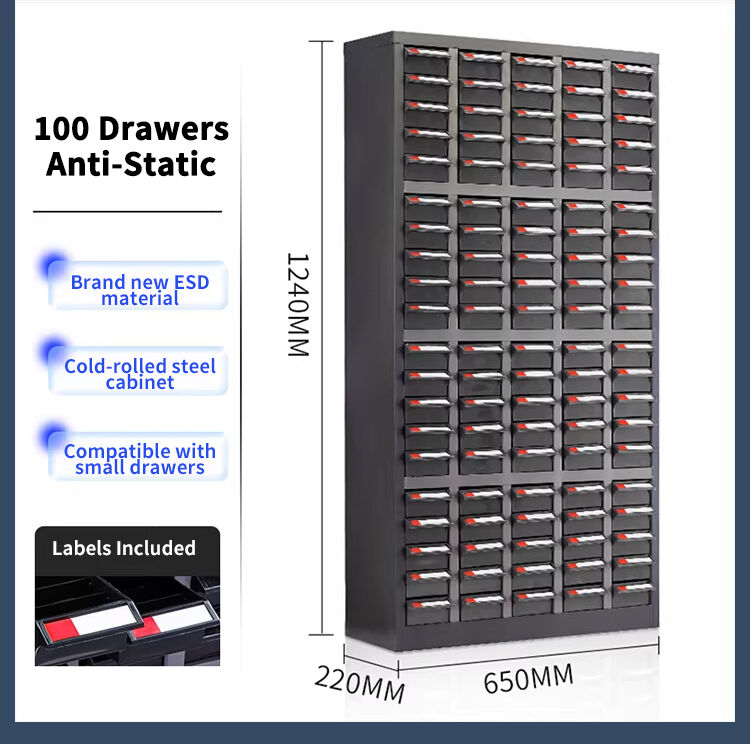 Leenol Industrial-Grade100-Drawer anti-static parts cabinets are made of cold-rolled steel plate Anti-Static Storage Cabinet