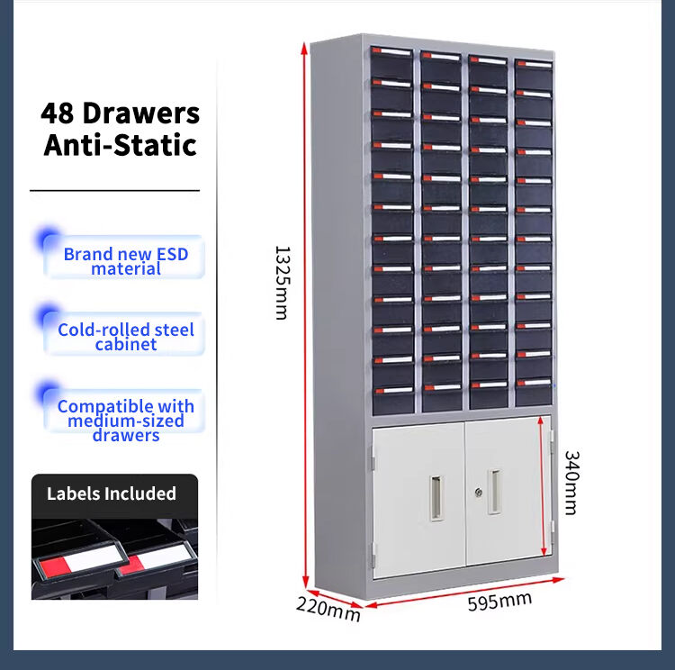 Leenol 48-Drawer Industrial-grade anti-static parts cabinets are made of cold-rolled steel plate-18-Drawer Anti-Static Storage Cabinet
