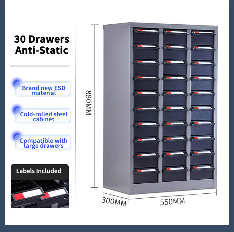Leenol 30-Drawer ESD Component Cabinet Industrial-Grade ESD parts Cabinet Wear-Resistant And scratch-Resistant