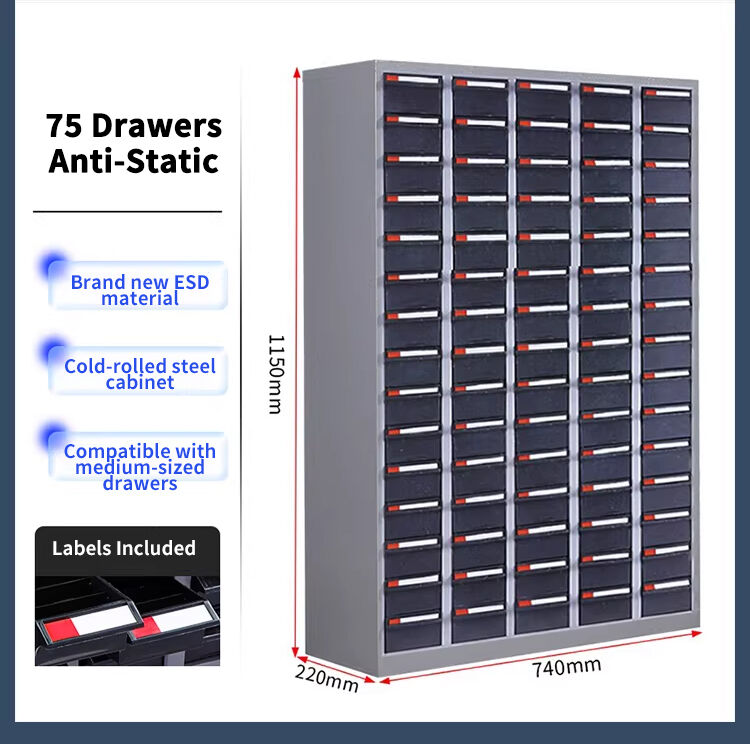 Leenol Industrial-grade 75-Drawe anti-static parts cabinets are made of cold-rolled steel plate Anti-Static Storage Cabinet