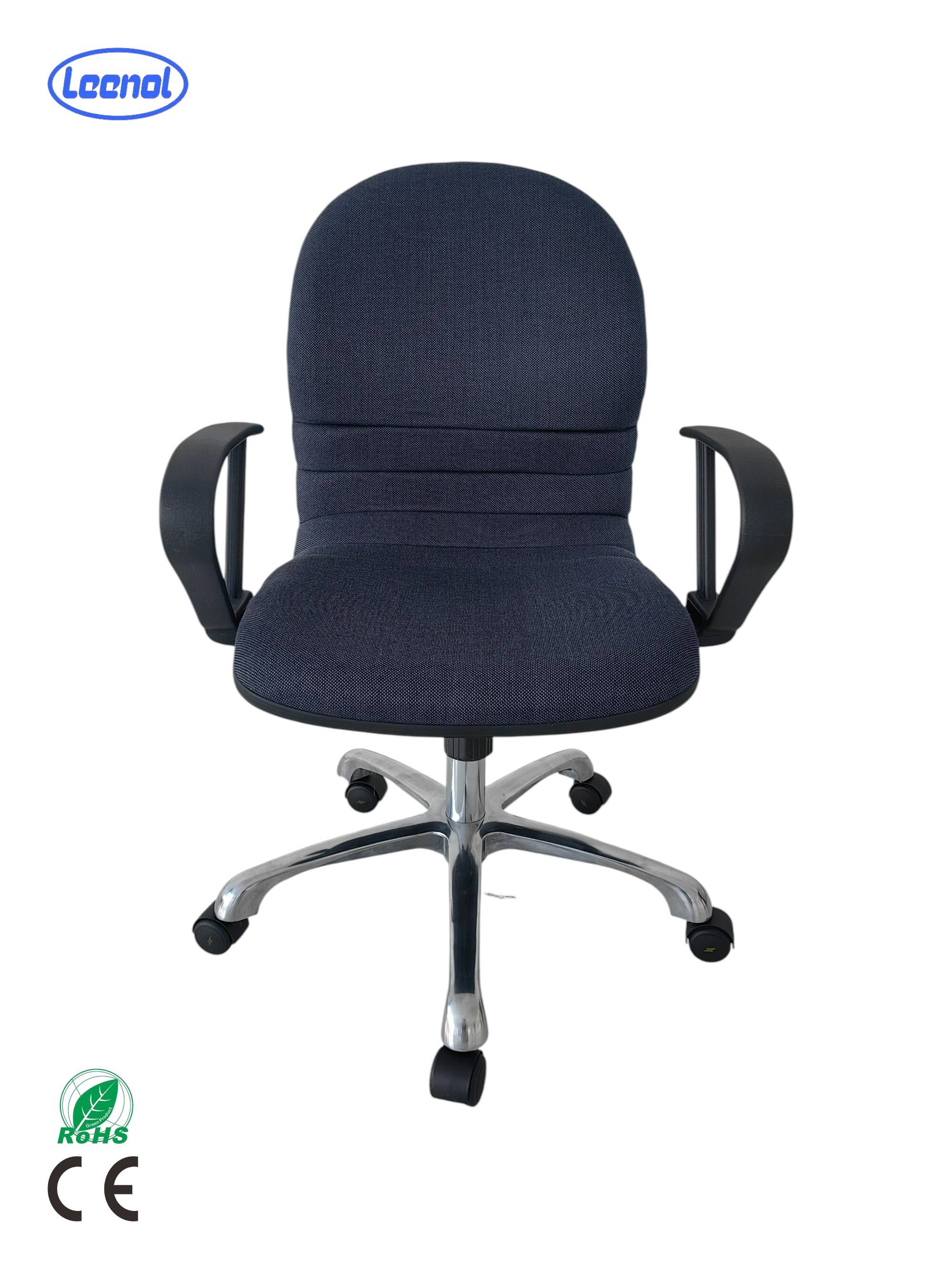 ESD textilová židle, Dvěma body nastavitelné spojení, ESD pracovní židle, opěrka se dá naklánět nahoru nebo dolů, ESD ergonomická židle