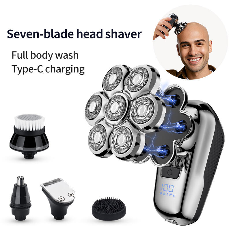 Factory 7D 5 in 1 Electric Shaver Set Magnetic Blade Men's Bald Shaver FK8612