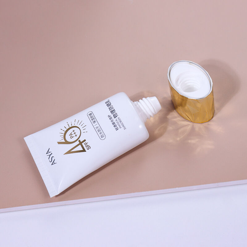 50ml Pure White Sunscreen Lotion Hose, Diamond - Shaped Golden Cap Shows Luxurious Texture supplier