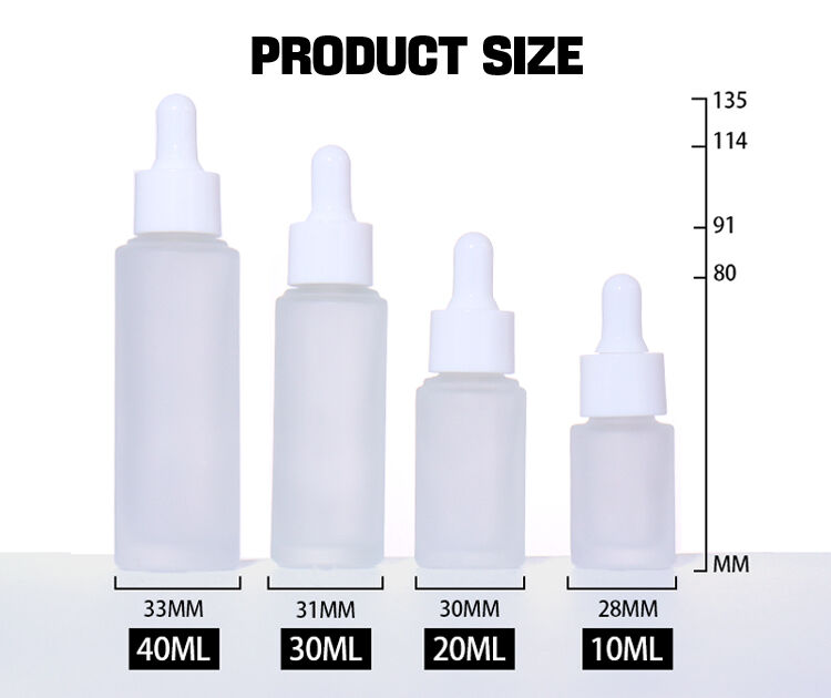 40ML, 30ML, 20ML, 10ML Minimalist Frosted Essence Bottle, Silver Lid / Dropper Shows Exquisite Charm supplier