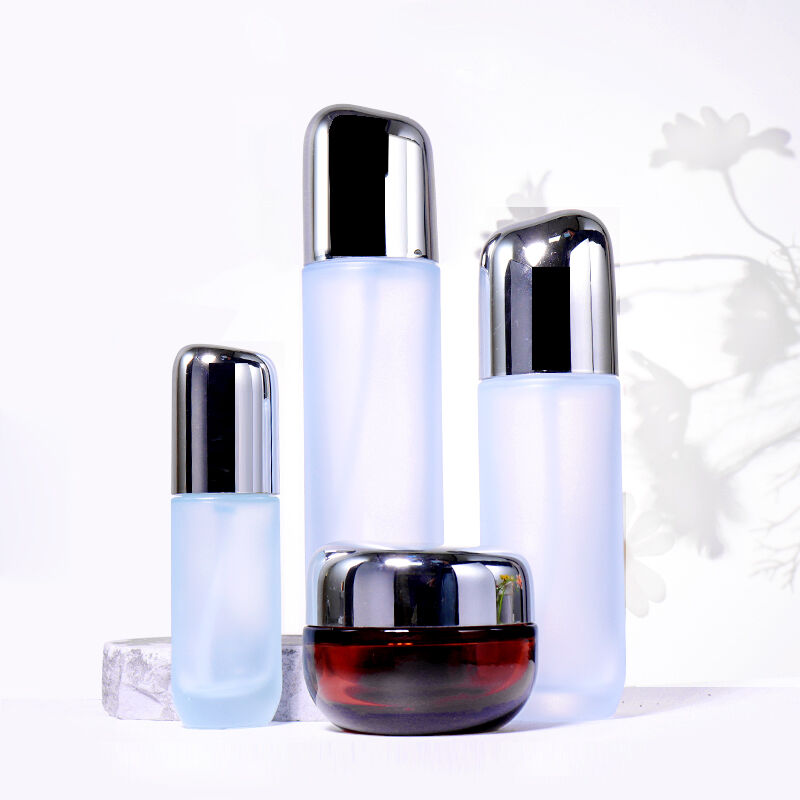 120ML, 100ML, 40ML, 50G Silver - Cap Frosted Beauty Bottle Set