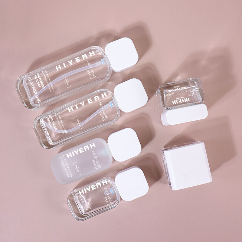 120ML, 100ML, 50ML, 30ML, 50G, 30G Transparent Minimalist Bottle Set, Square Design Shows Fresh Texture