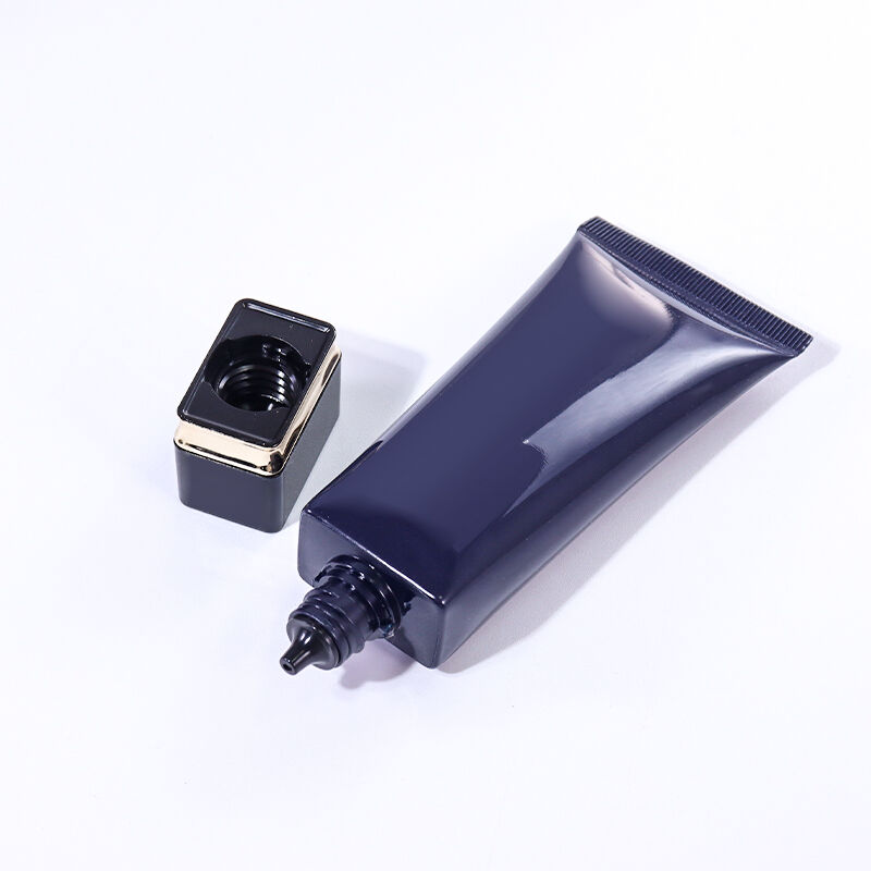 40ml Navy Blue + Black - Gold Square Cap! High - end Beauty and Skincare Hose Packaging details