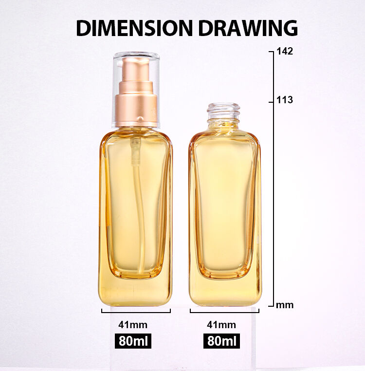 80ml Transparent / Amber Gold Lotion Bottle, Exquisite Pump Head Shows Luxurious Charm factory