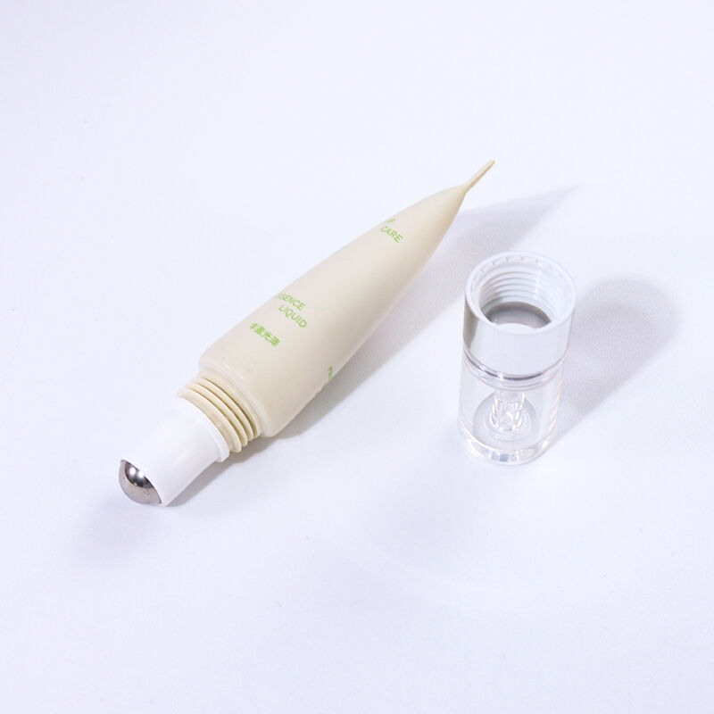 10ml Beige Tube with Transparent Silver Cap + Roller Ball Design factory