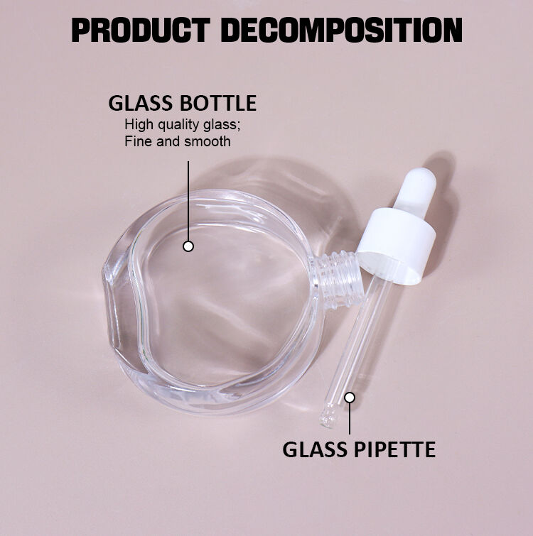 60ML Transparent Spherical Serum Bottle, White Dropper with Pink Liquid Emits Dreamy Charm supplier