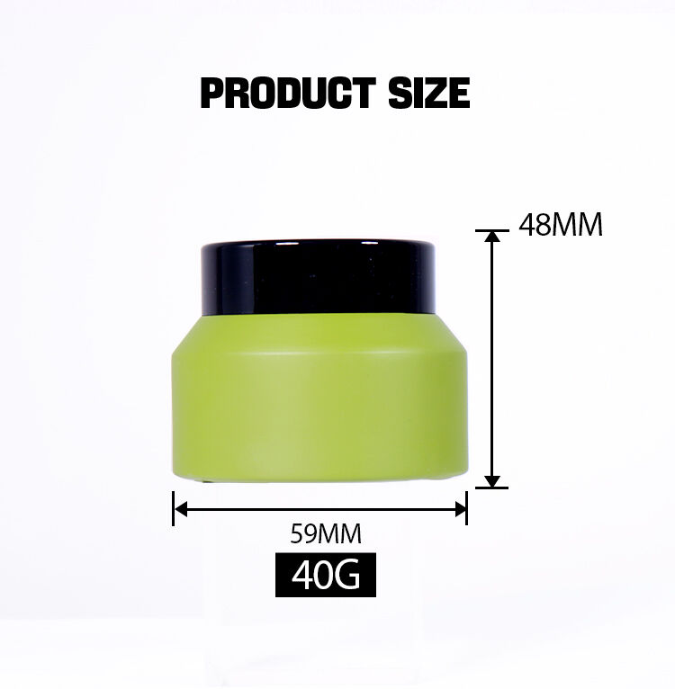 40G Fresh Green Cream Jar, Black Lid Design Shows Minimalist and High - end Sense details