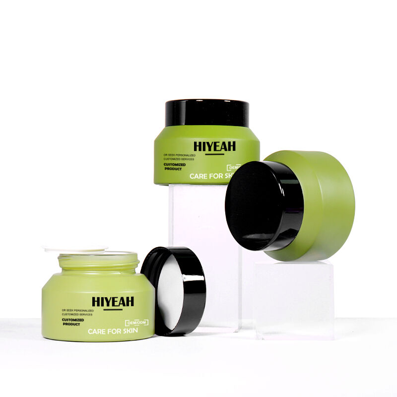 40G Fresh Green Cream Jar, Black Lid Design Shows Minimalist and High - end Sense